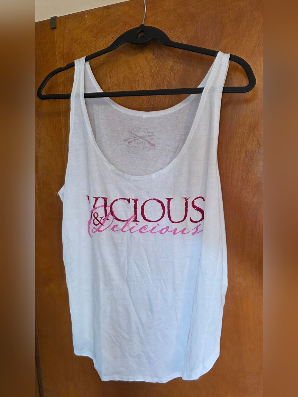 Grunt Style White Tank Top with Pink and Red Graphic